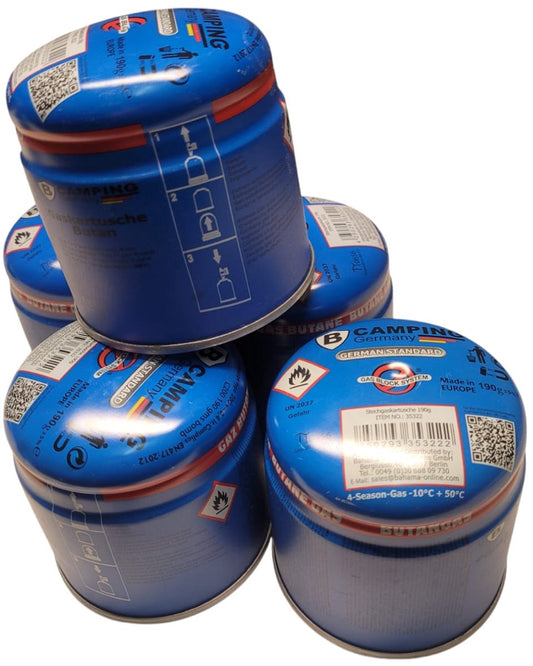 5x Prik butaan gaspatronen 190g – geschikt voor alle gangbare gasbranders en gasfornuizen